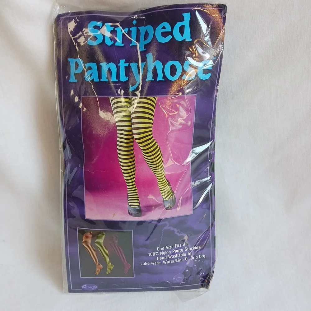 Fun World Purple and Black Striped Pantyhose One Size
